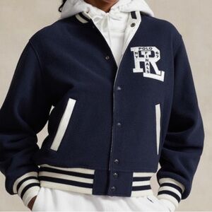 Ralph Lauren Dark Blue Varsity Jacket with White Details